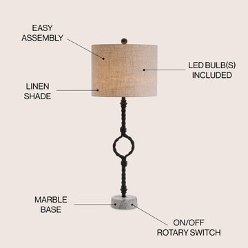 Mercer 32.5" Metal/Marble LED Table Lamp - JONATHAN Y